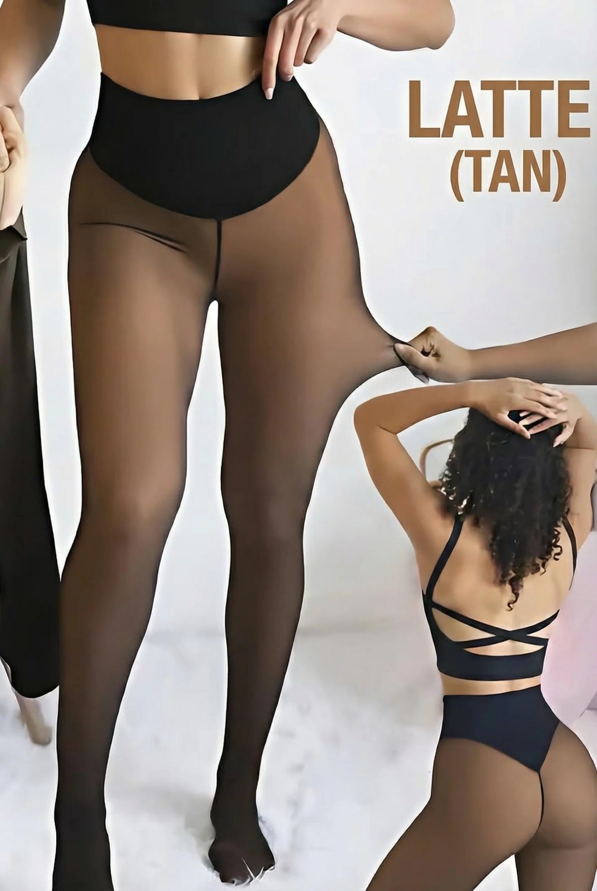 Magic Shaping Fleece Leggings with Translucent Tights Effect