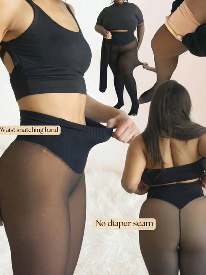 Magic Shaping Fleece Leggings with Translucent Tights Effect