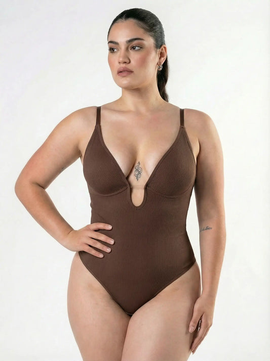 Plunge Shapewear Thong Bodysuit